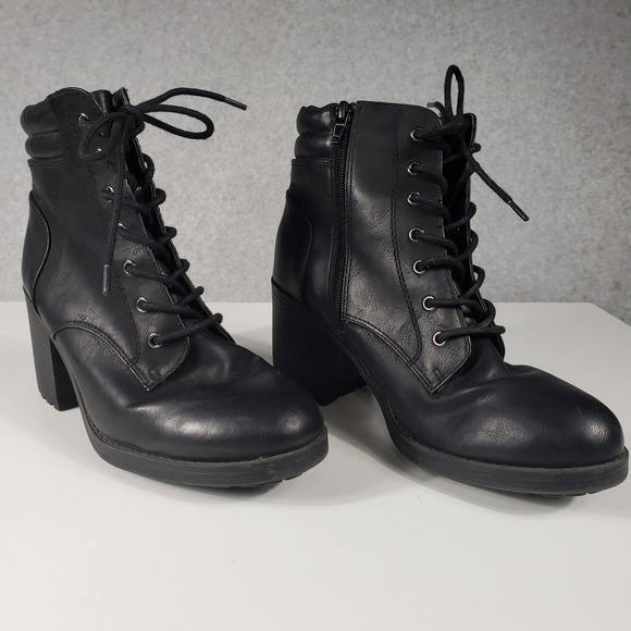 Esmeralda Shoes - Esmeralda Womens Combat‎ Boots Size 8.5 Black Chunky Lug Sole Lace Up Moto Goth